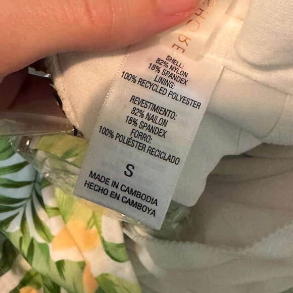 Shade & Shore Women's Bandeau Tie-Front Cutout One Piece Swimsuit Tropical Print - Picture 4 of 6